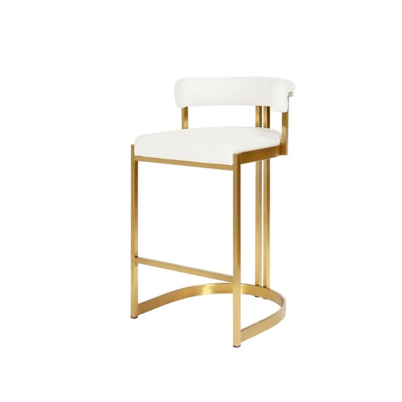 Lavish Metal Cushioned Gold Sled Bar Stool
