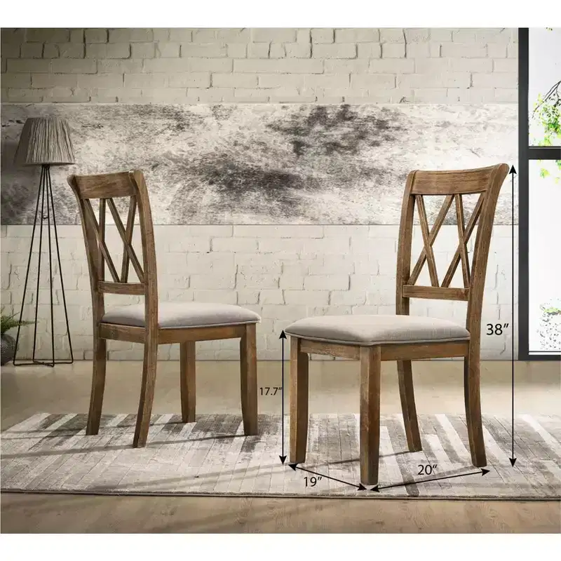 Okak Mid-Century Fabric Upholstered Dining Chairs Set of 2, Solid Wood Kitchen Side Chairs with Unique Back for Dining/Living Room