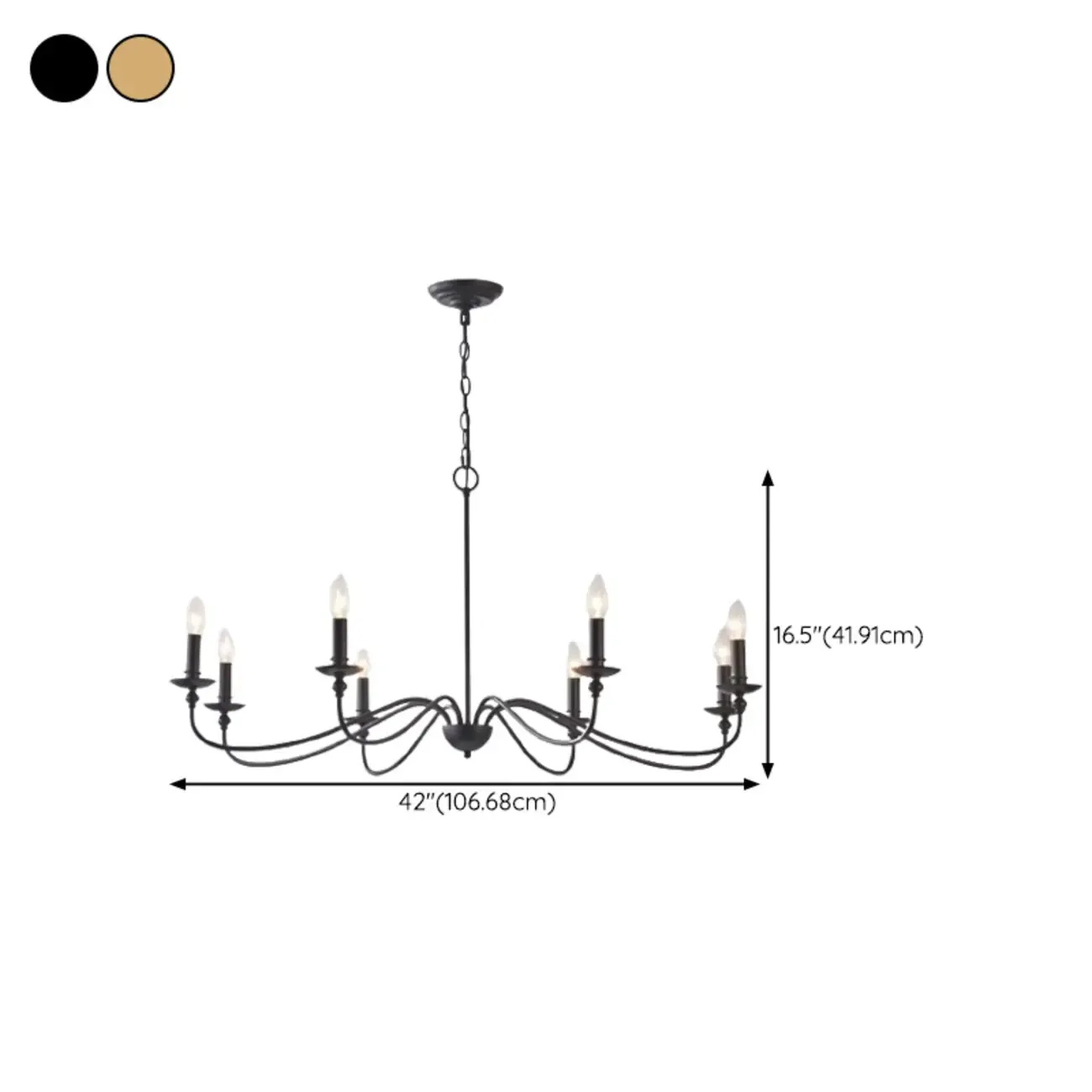 Simple Linear Gold Metal Candelabra Chandelier