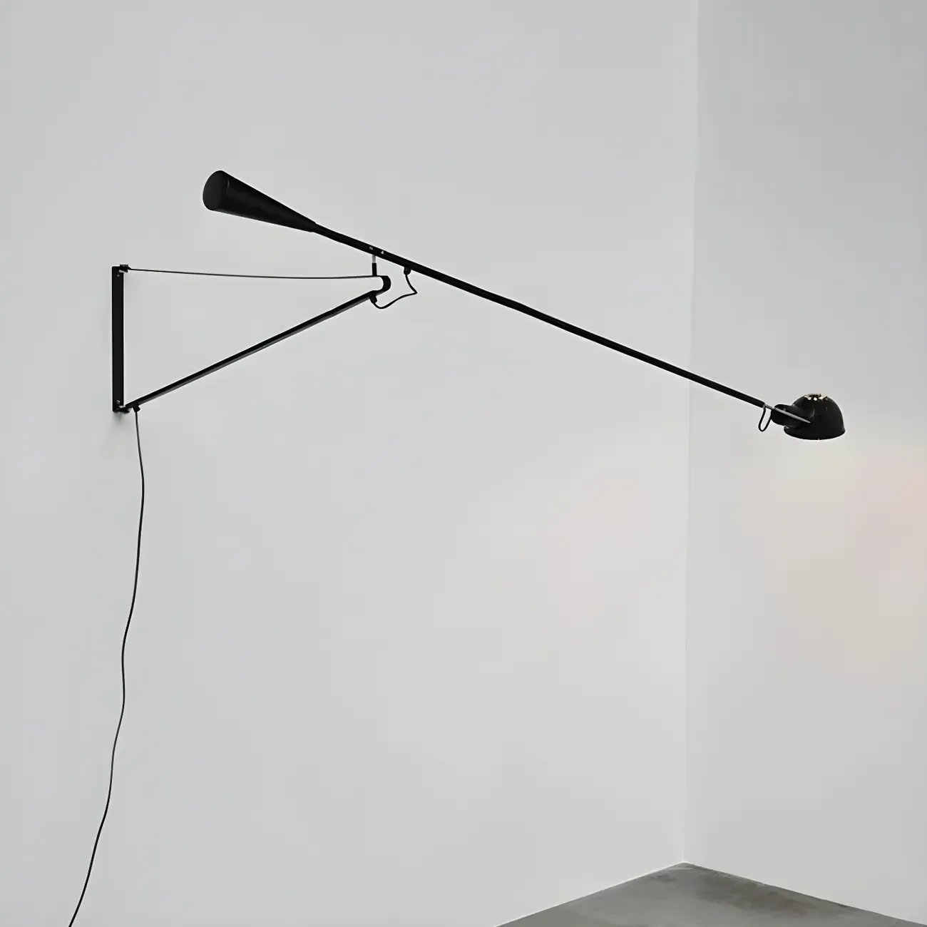 Geometric Metal Black Adjustable Swing Arm Wall Light
