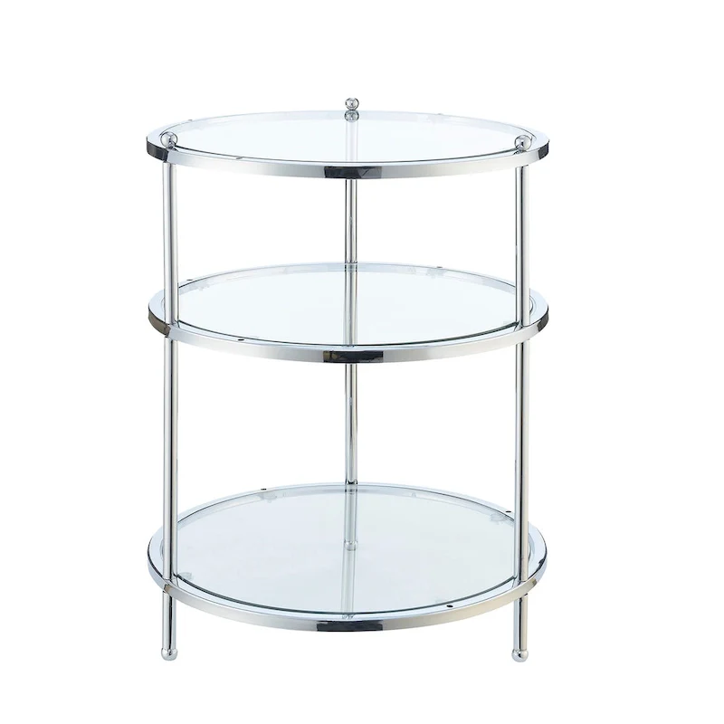Convenience Concepts Royal Crest 3 Tier Round Glass End Table