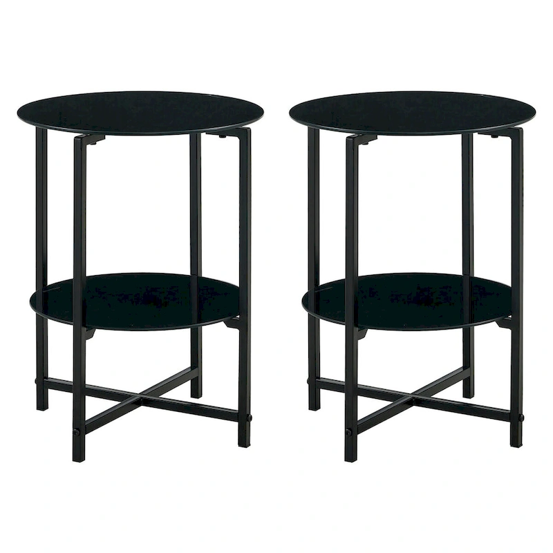 2-Piece Set (Clear) Tempered Glass End Table