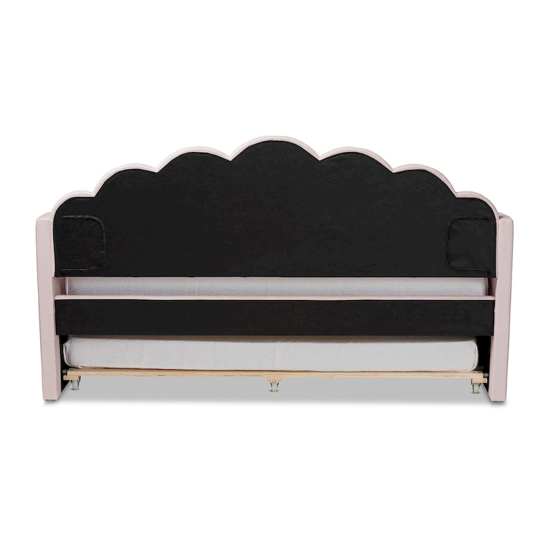 Timila Modern Velvet Upholstered Daybed with Trundle-Light Pink
