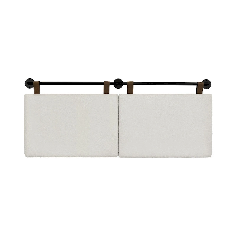 Charlie Wall Mount Boucle Upholstered Padded Headboard, Adjustable Height with Metal Rail