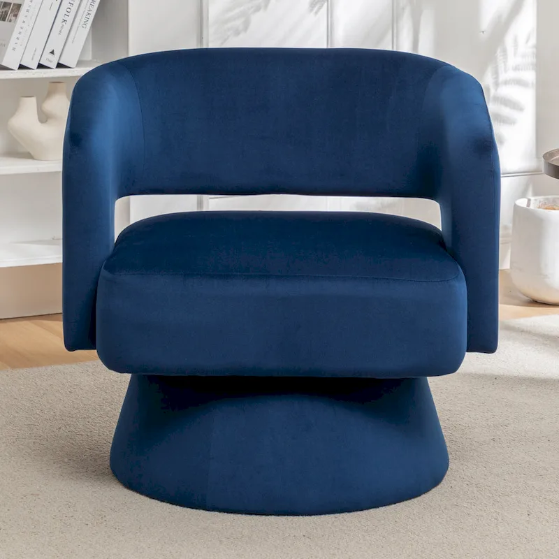 Velvet Swivel Barrel Chair