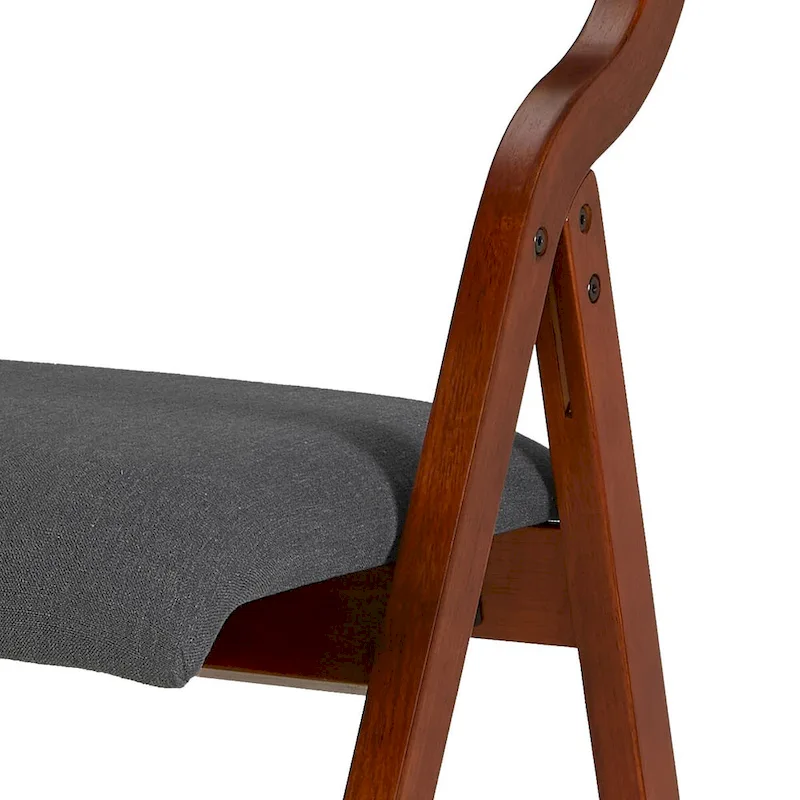 Set of 2 Modern Upholstered Wood Folding Chairs with Padded Seats