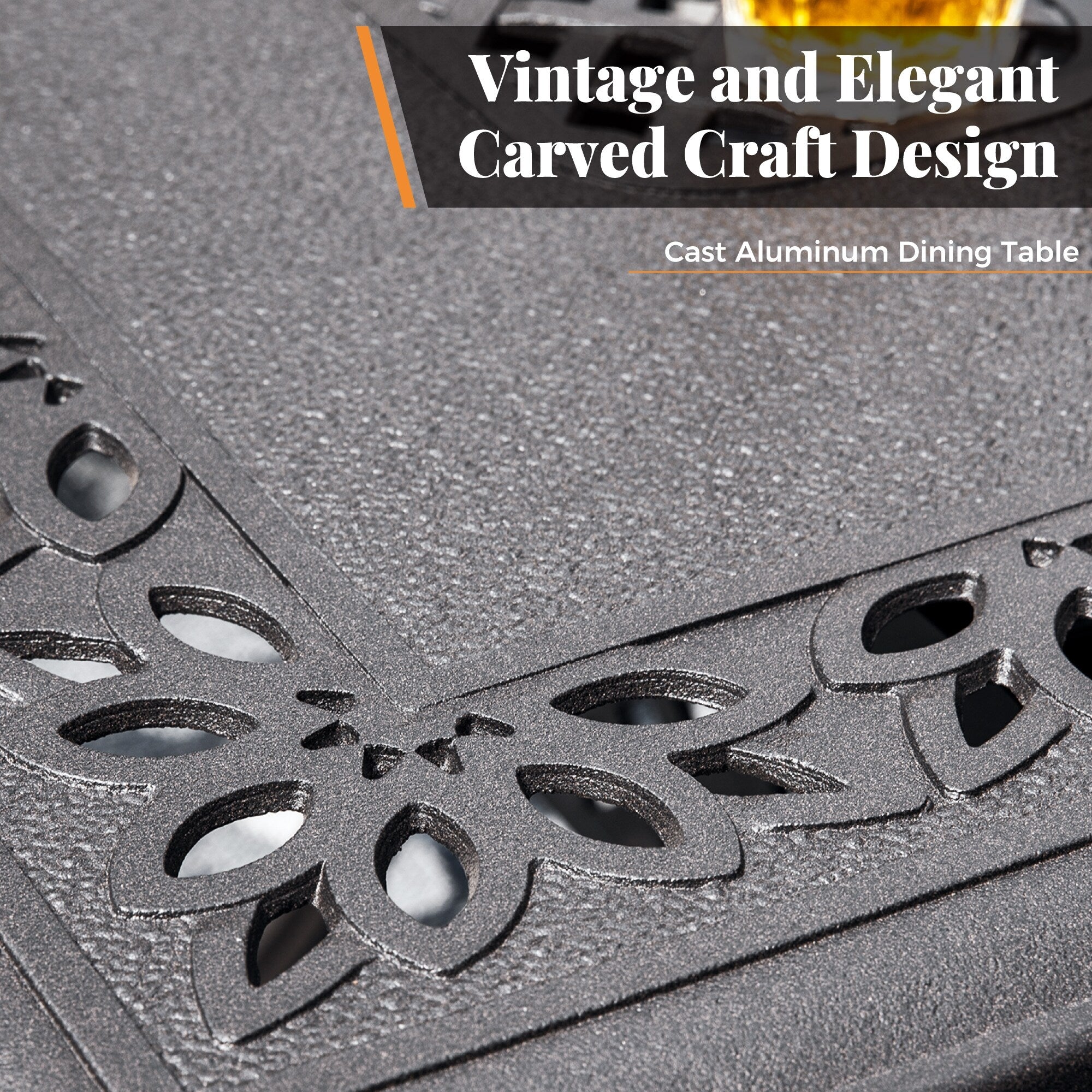 MAISON ARTS 7-Piece Cast Aluminum Patio Dining Set with Expandable Rectangular Table & 6 Cast Aluminum Chairs