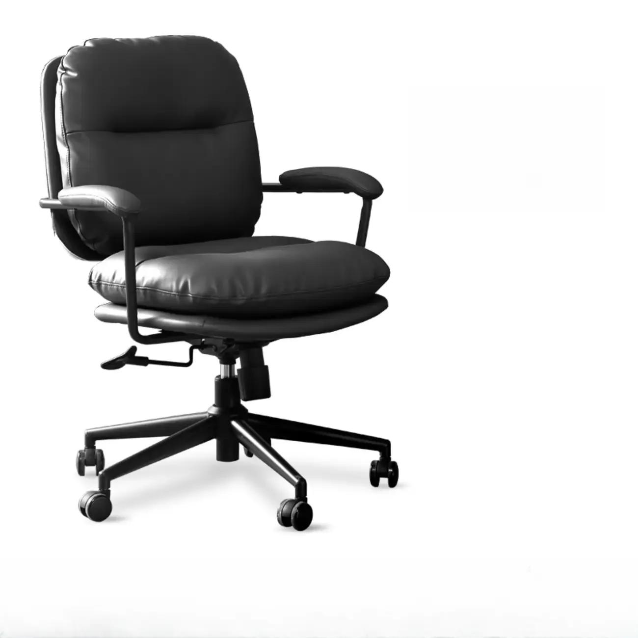 Elegant Beige Leather Swivel Ergonomic Office Chair