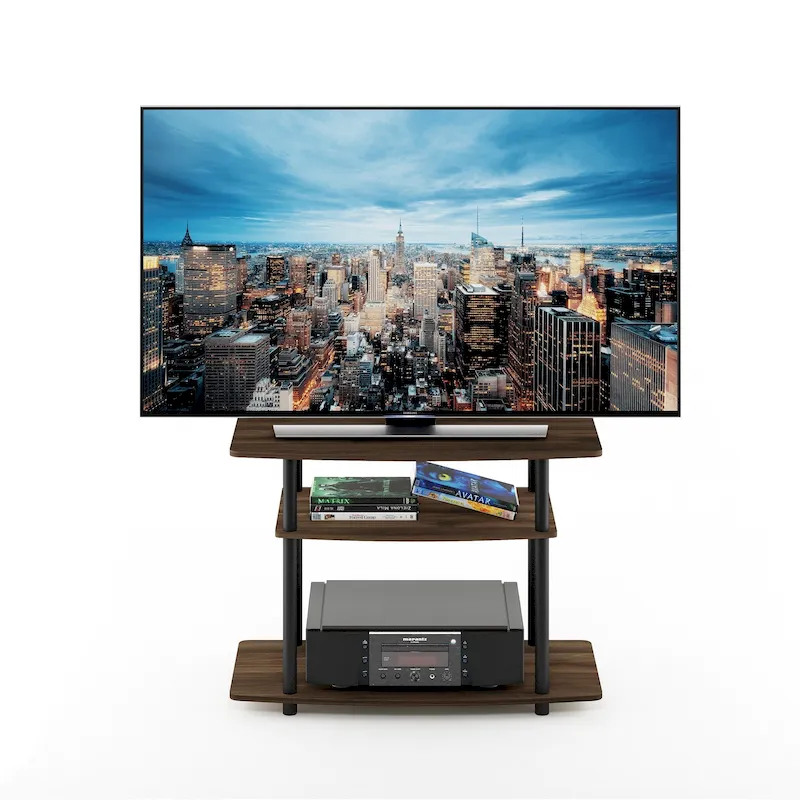 Furinno Turn-N-Tube No Tools 3-Tier TV Stands, Columbia Walnut/Black