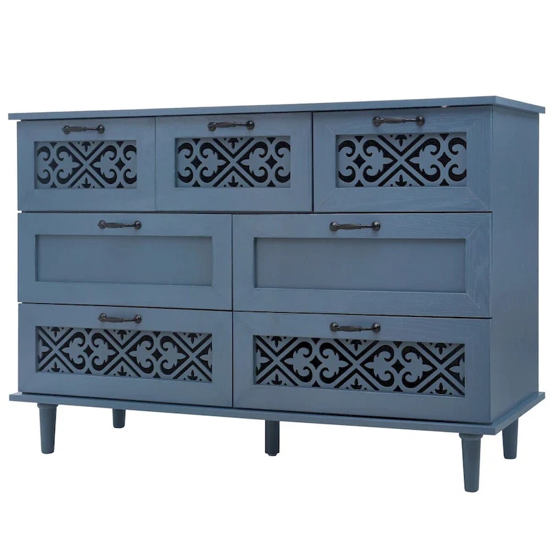 7 Drawer Cabinet,With Black Metal Handle