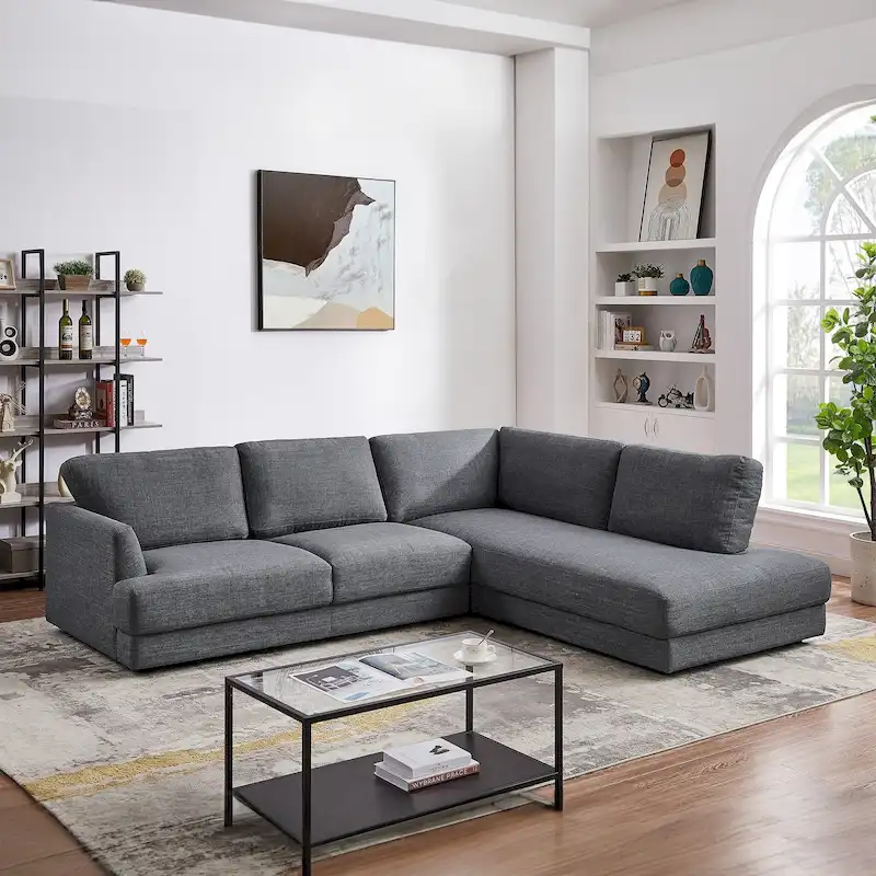 Gloria Mid-century Modern Cozy Sectional Linen Sofa