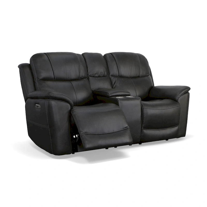 Crew Leather Power Reclining Zero Gravity Loveseat with Console, Power Headrests & Lumbar by Flexsteel