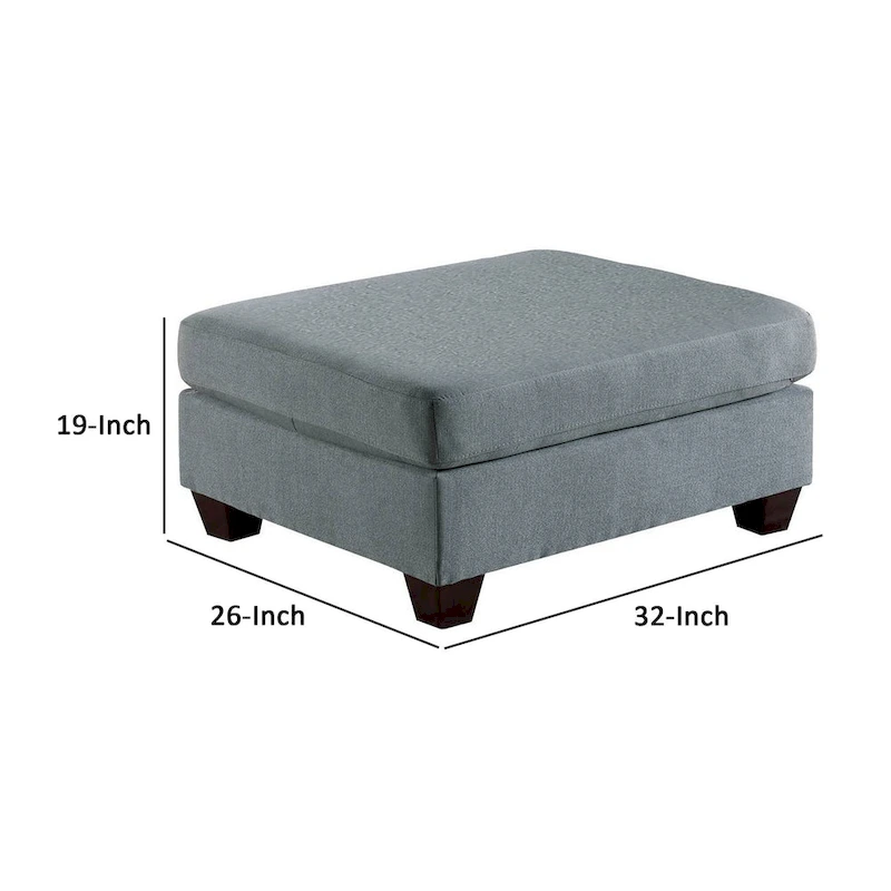 32 Inch Modern Square Ottoman with Plush Foam Seating, Gray Linen Fabric