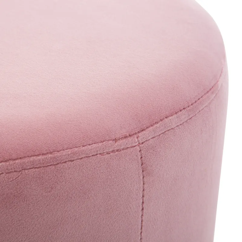 Small Round Velvet Ottoman Upholstered Foot Stool