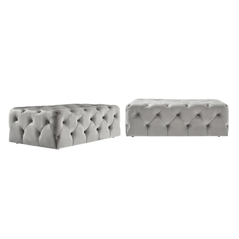 Tufted Rectangular Ottoman with Casters