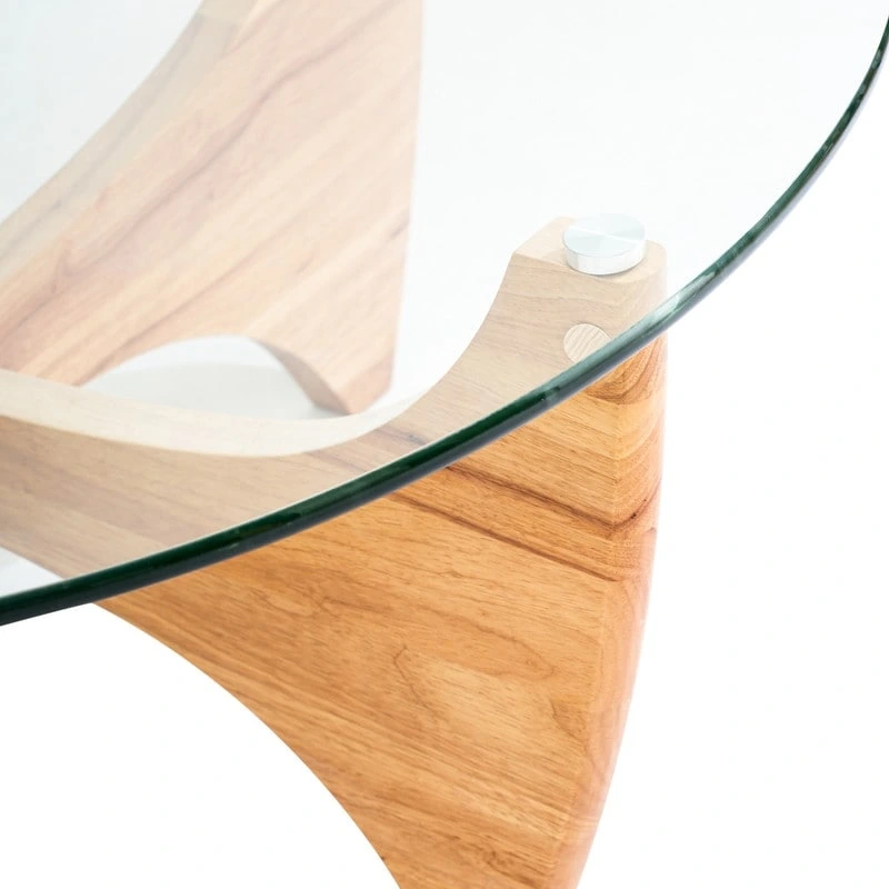 Round Glass Top Coffee Table Solid Wood - 35.435.416