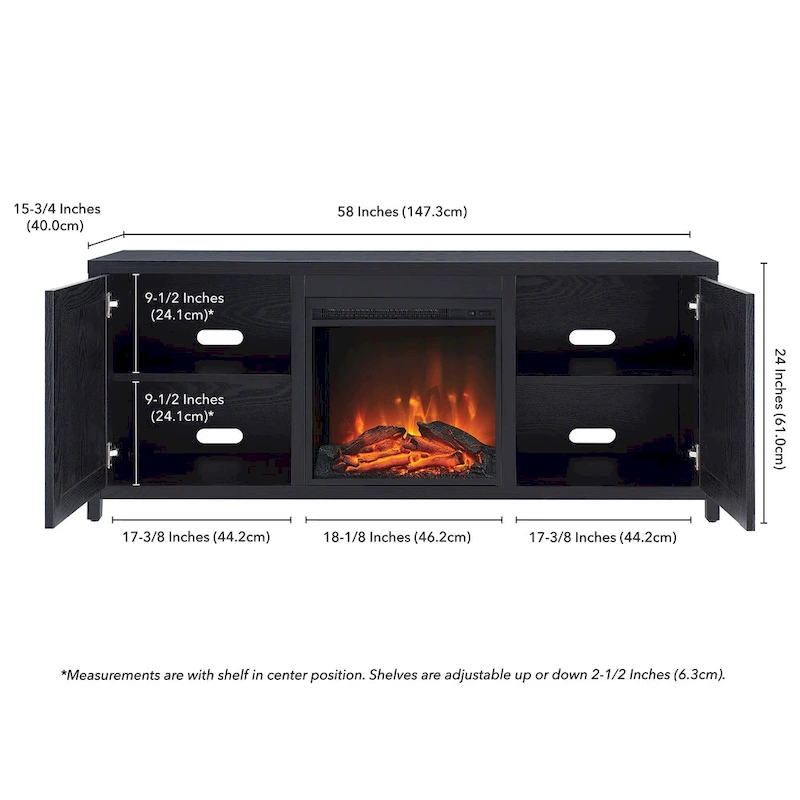 Granger 58 TV Stand with Log Fireplace Insert