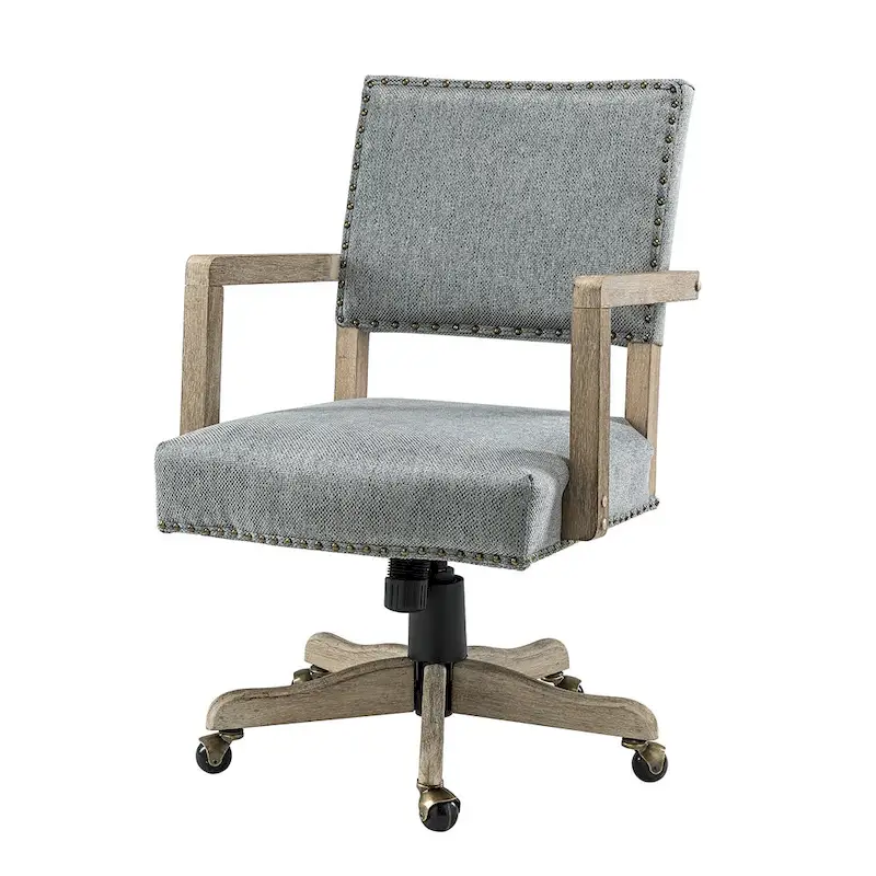 Mid-Back Swivel Height-Adjustable Task Chair with Nailhead Trim
