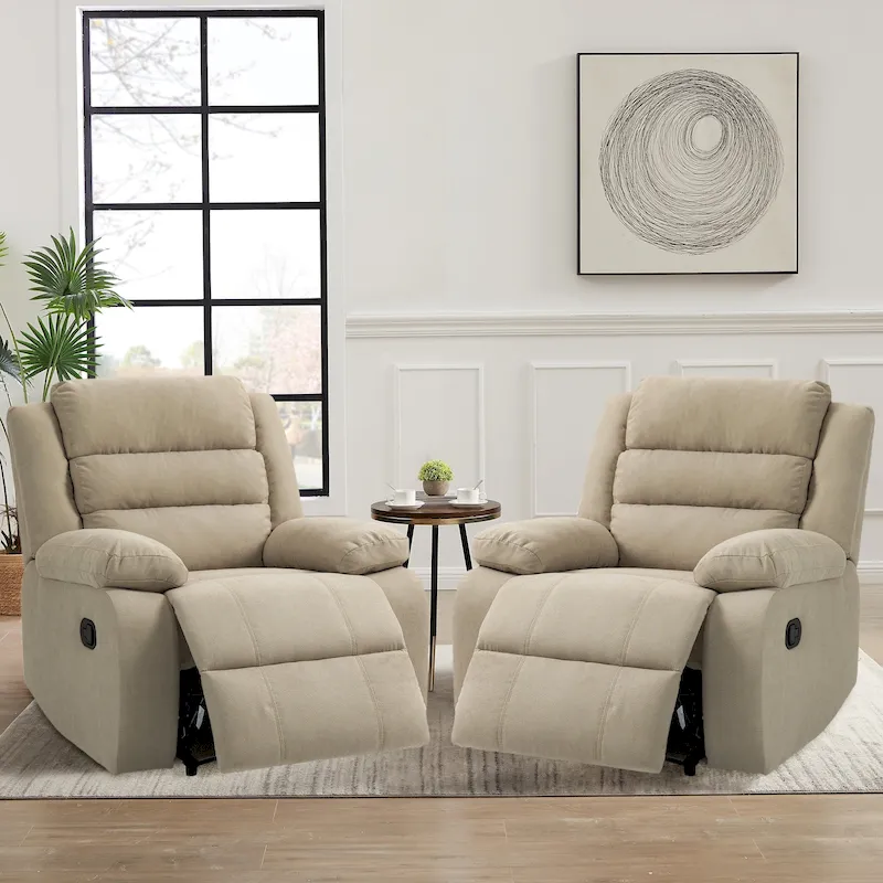 2 Set Classic and Traditional Manual Recliner Chair