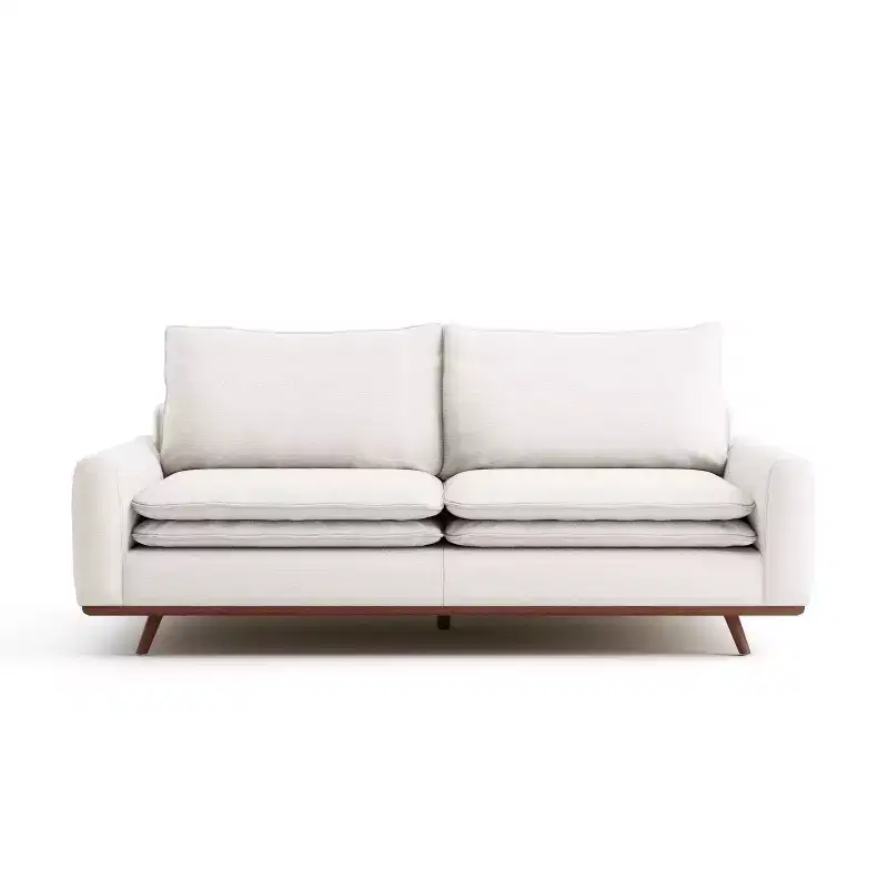 HOMES: Inside + Out Gubera 82" Mid-Century Sofa Cotton Linen Blend Upholstery with Feather Blend Cushions