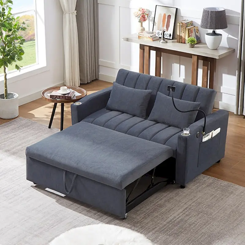 55.9 Convertible Sofa Bed Loveseat Sofa With Three Usb Ports