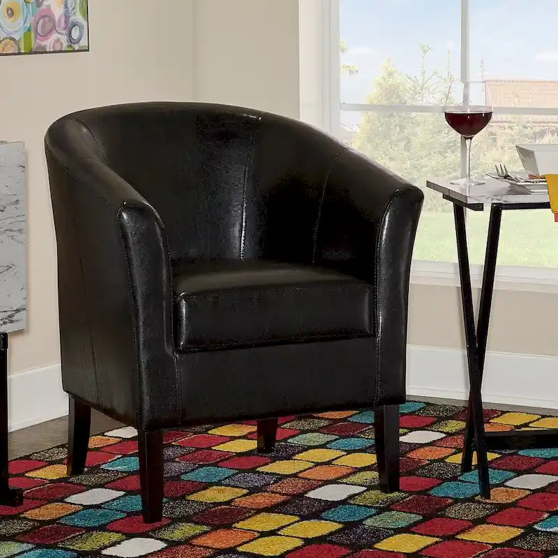 Barrel Club Chair Jet Black Upholstery