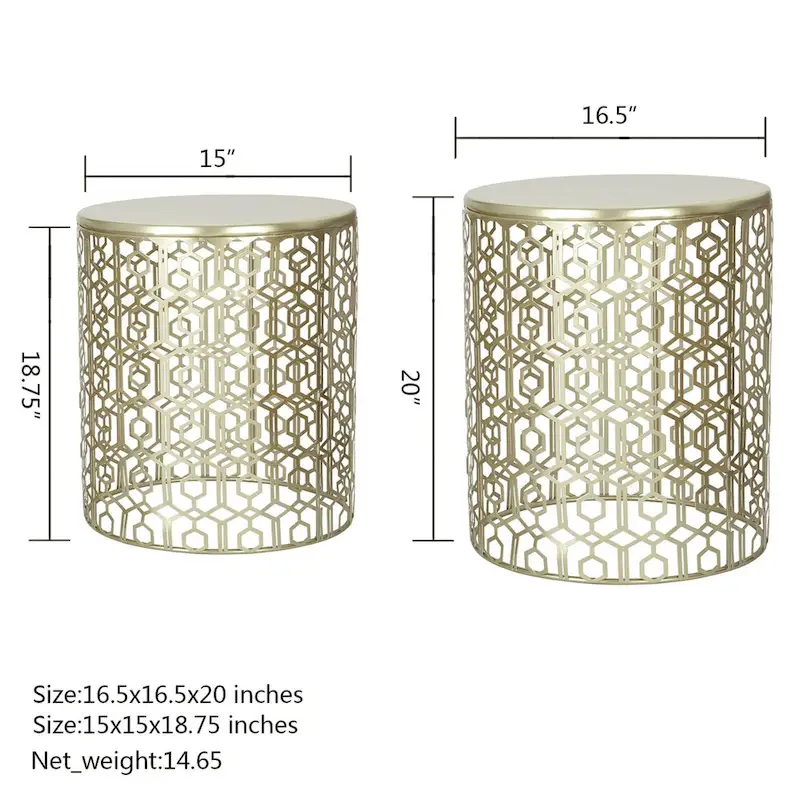 Adeco Set of 2 Round Nesting Side End Tables Set - Set of 2
