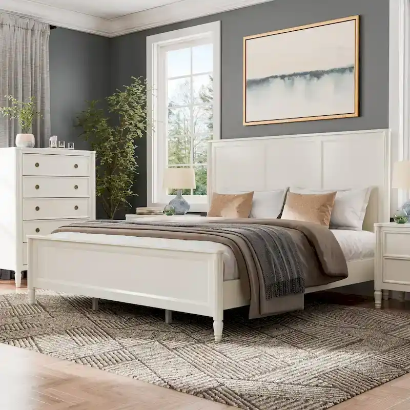 Furniture of America Arlena Classic Modern Solid Wood Panel Bed