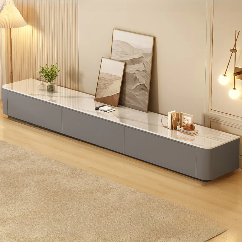 Modern Wooden TV Stand with Drawers and Cable Management