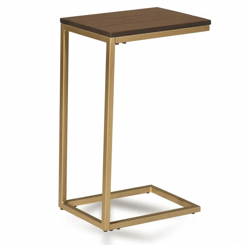 25 Dark Brown Solid Wood And Steel Frame End Table