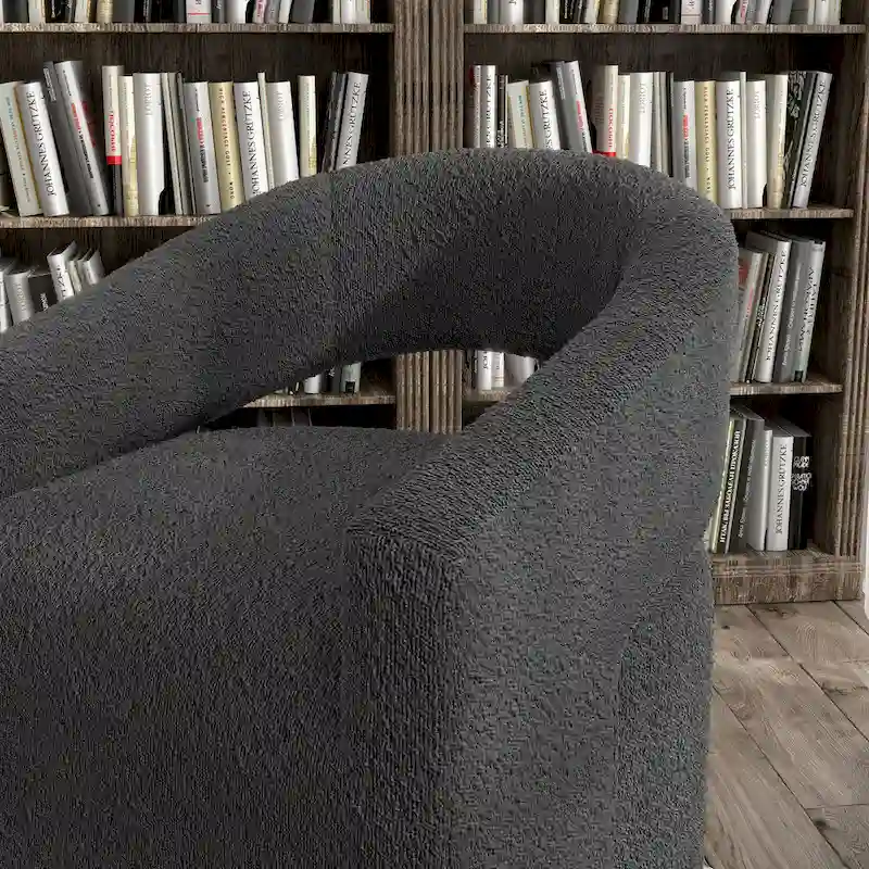 Celeste Modern Boucle Round Barrel Chair Open Back and Curved Arm, Swivel Armchair by Furniture of America