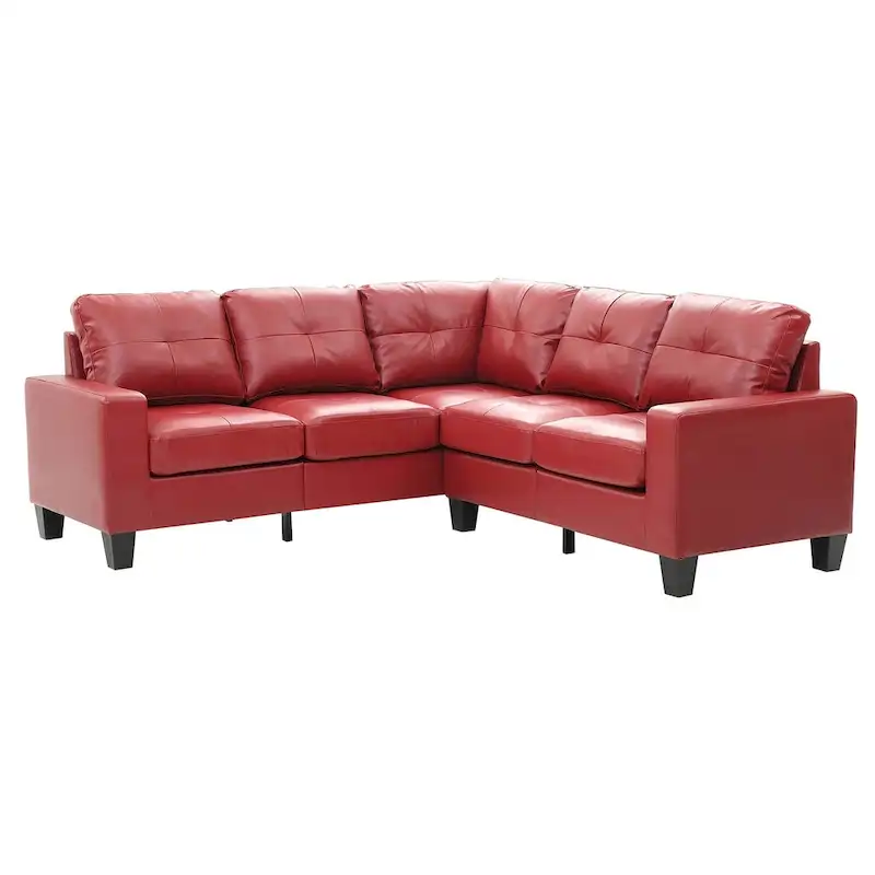 Newbury 82 in. W 2-piece Faux Leather L Shape Sectional Sofa - 32 L x 82 W x 35 H