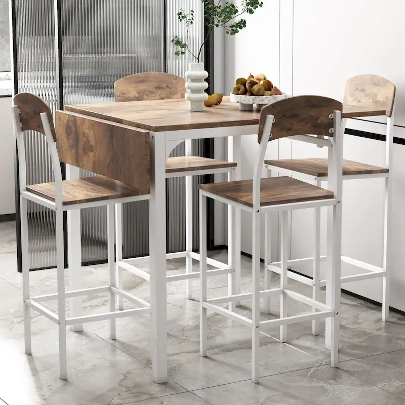 5-piece Counter Height Drop Leaf Dining Table Set
