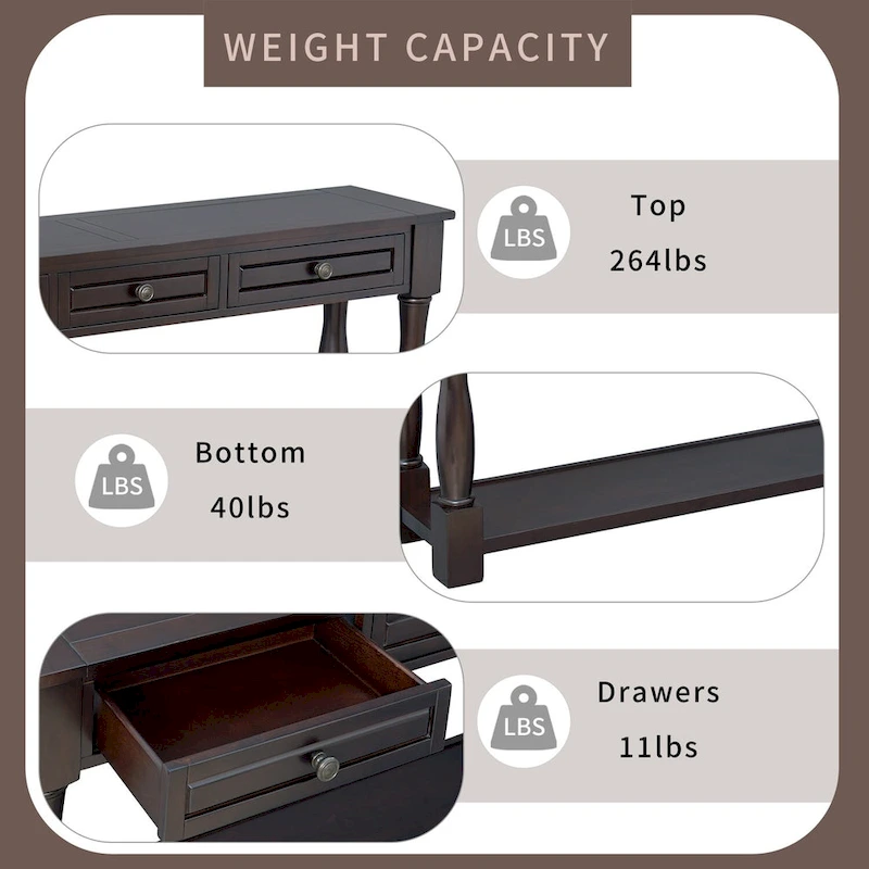 Merax 64 Long Extra-thick Console Table with Drawers and Shelf