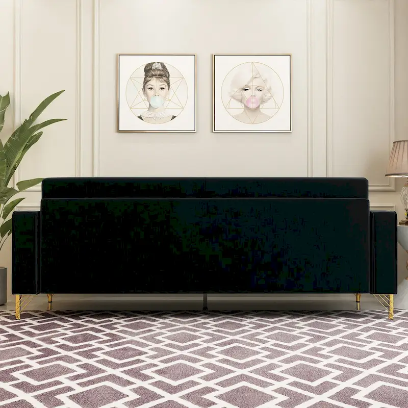 Modern Tufted Velvet Loveseat Upholstered Sofa with Removable Cushions and Pillows - 85.63 in.D x 30.31 in.W x 30.51 in.H