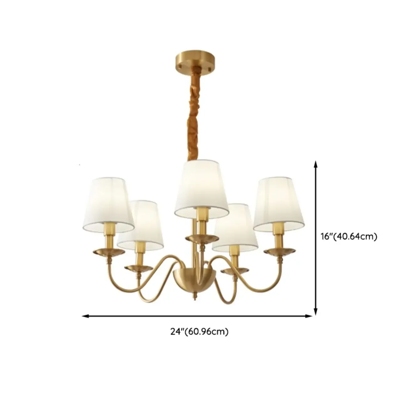 Elegant White Fabric Shade Classic Gold Chandelier