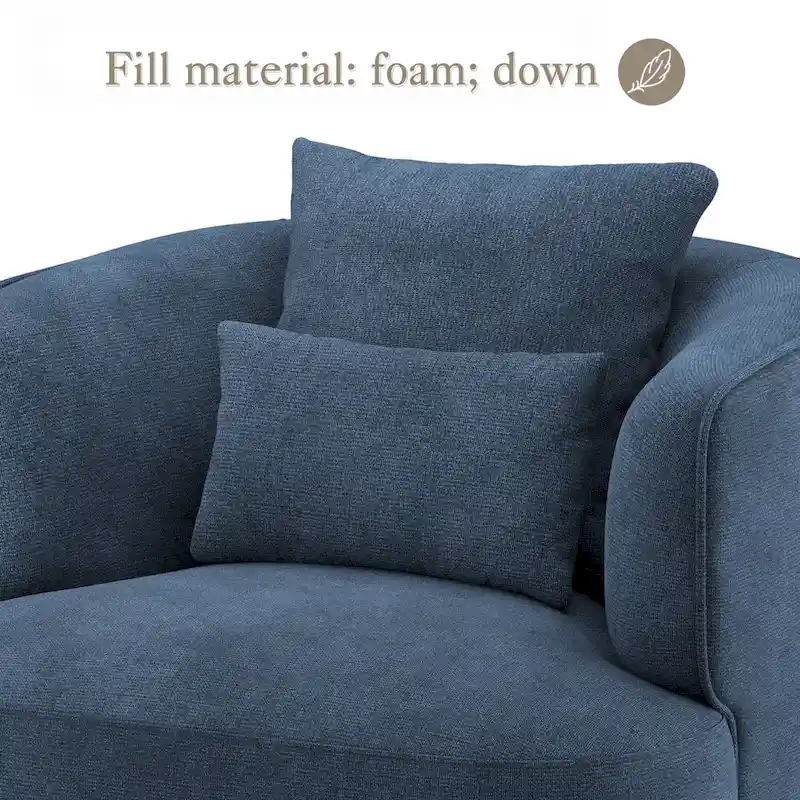 LUE BONA 2 Set Swivel Accent Armchair Fabric Blend, Modern Barrel Living Room Sofa Chair - 32.7 W x 32.7 D x 26.8 H