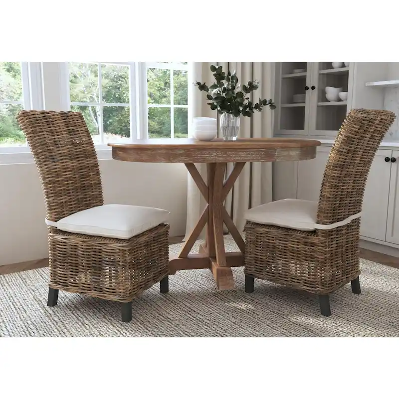 Natural Rattan Cushioned Dining Chairs (Set Of 2) by East at Main