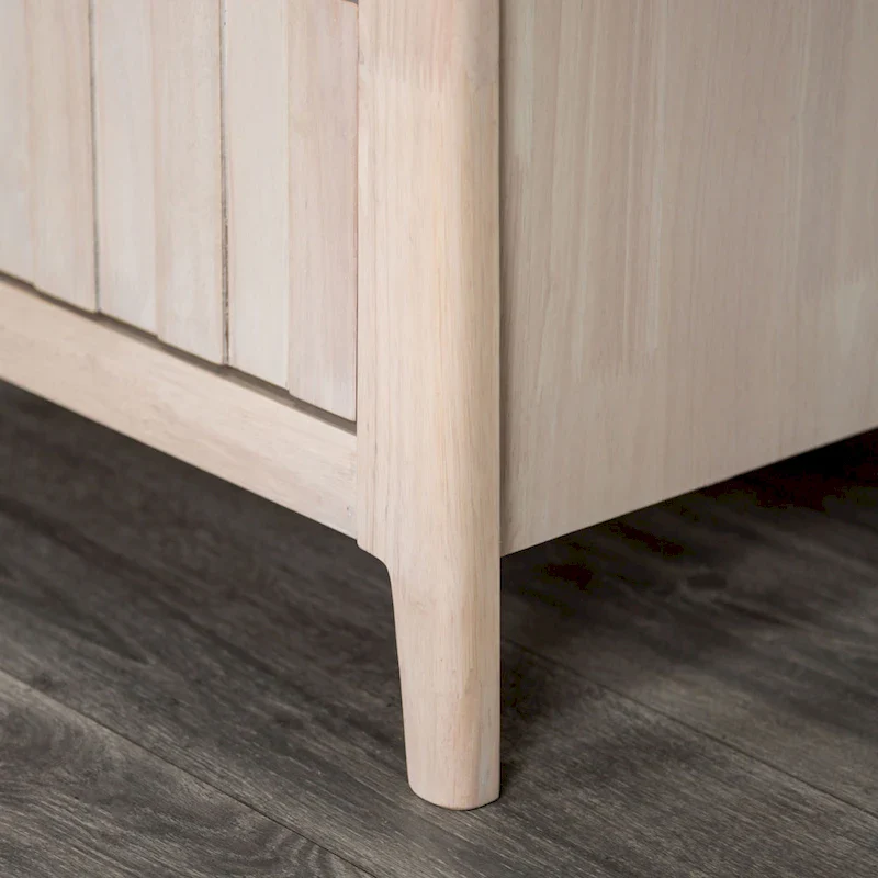 Mid-Century Modern Off-White Solid Wood 6-Drawer Double Dresser