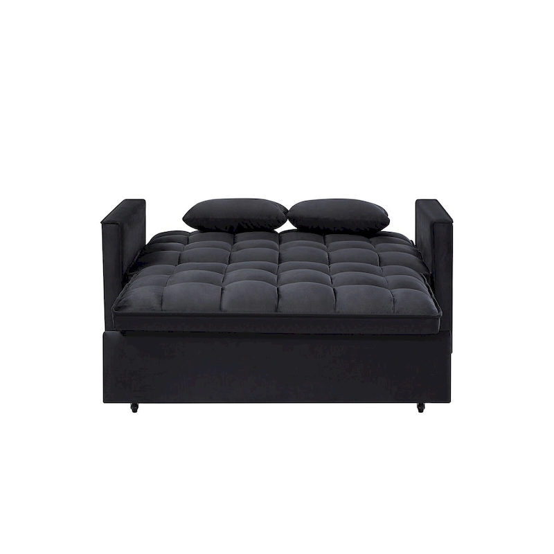 Modern Convertible Futon Sofa Bed,Adjustable Backrest,Armrest Holders