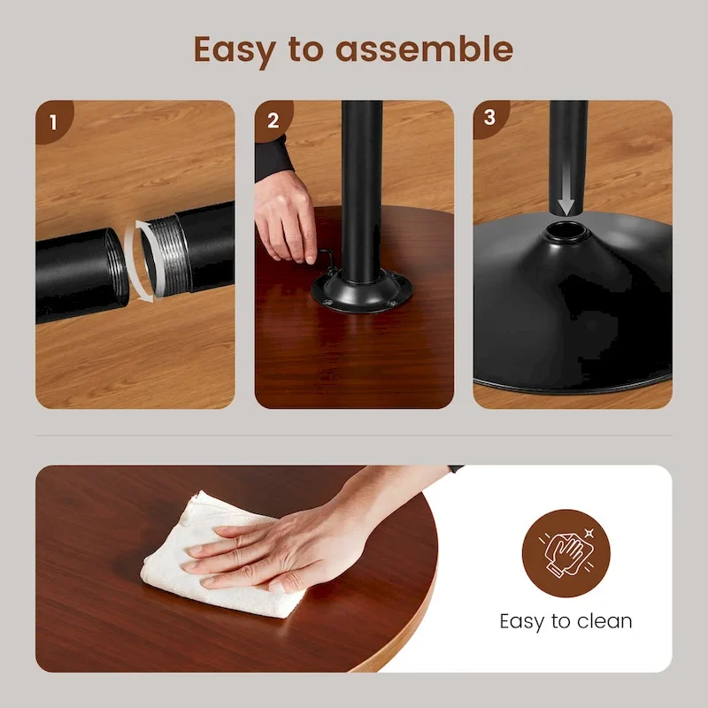 39.5H Modern Bistro Walnut Top Round Pub Bar Table