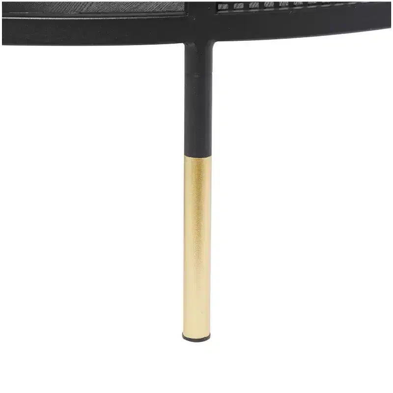 Olivia & May Metal Open Grid Frame 1 Shelf Coffee Table with Gold Legs Black: Modern Drum Style, No Assembly Required