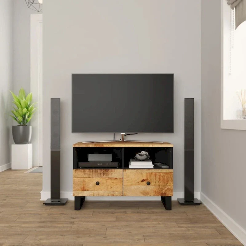 TV Stand 27.6x13x18.1 Solid Wood Mango