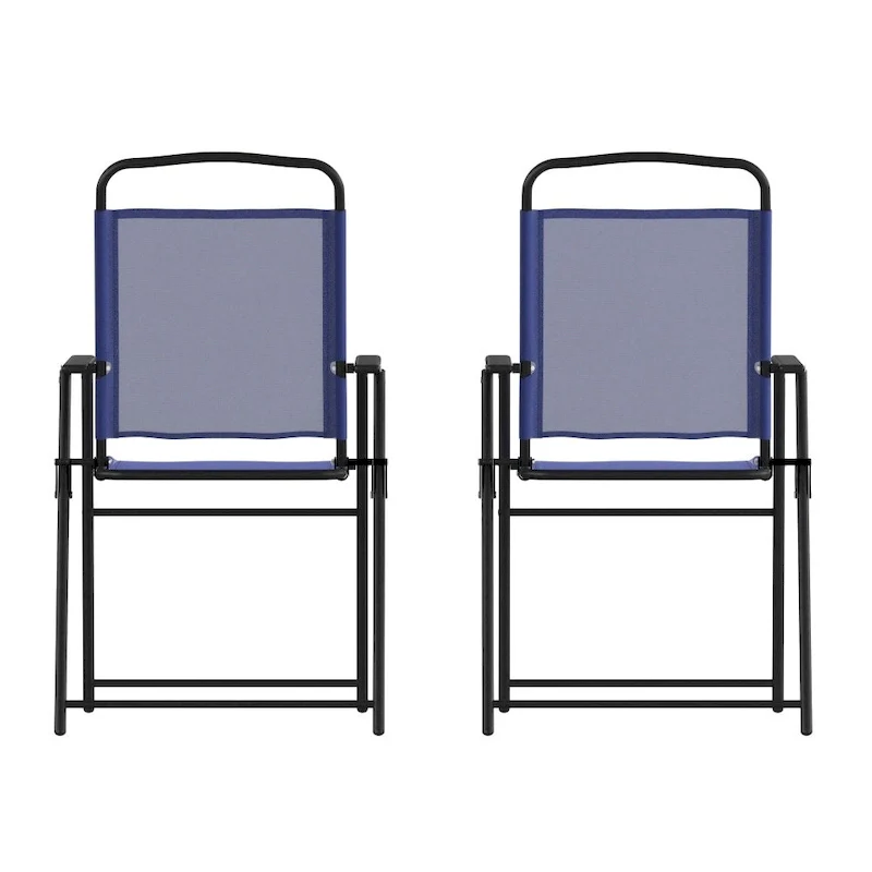 Set of 2 All-Weather Textilene Patio Sling Chairs with Armrests