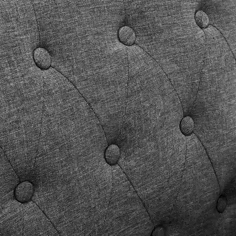 LUE BONA Modern Upholstered Accent Chair Linen Fabric Button Tufted Armchair with Solid Wood Frame - 28.5 W X 27.25 D X 33.75 H