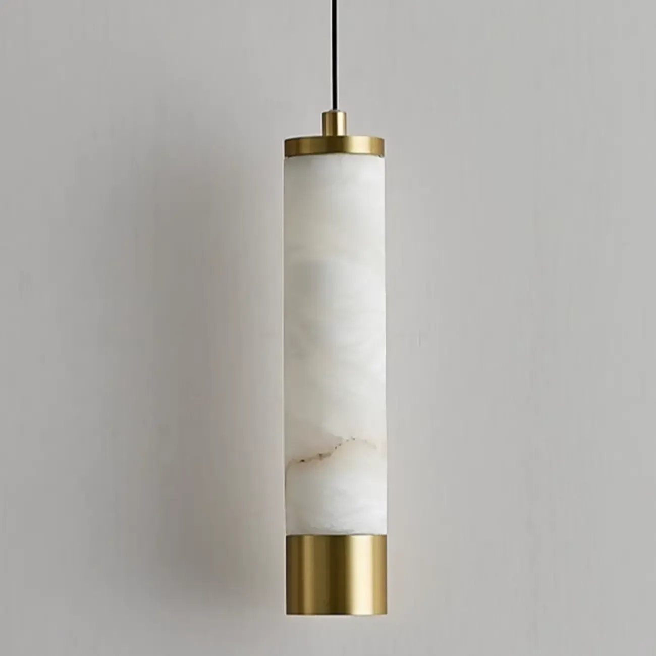Adjustable White Stone Cylinder Hanging Pendant Light
