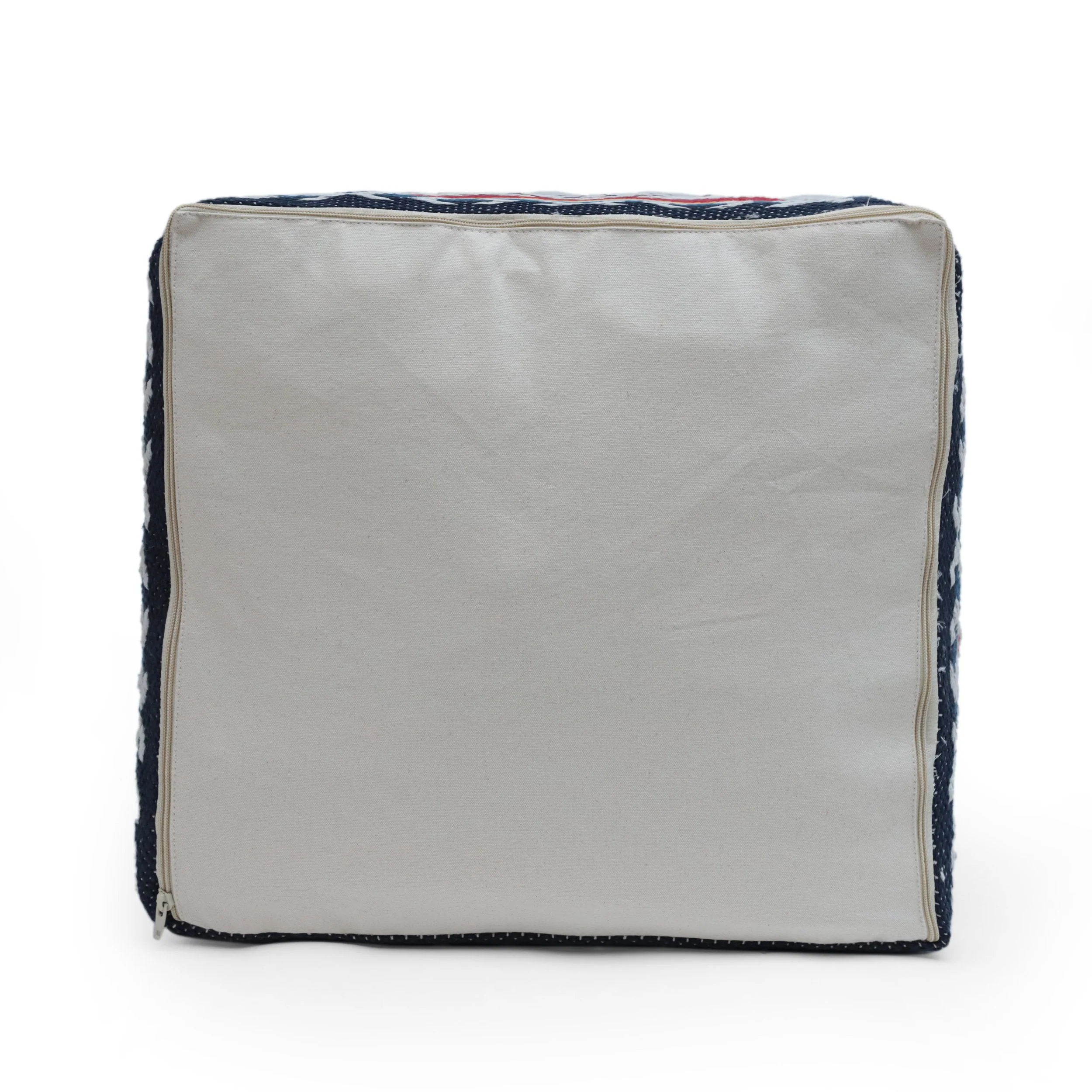 Boho Handcrafted Peruvian Print Cube Pouf - NH615413