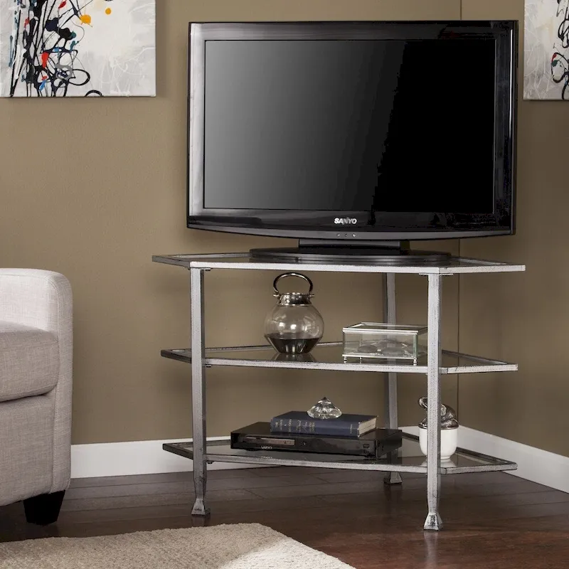 SEI Furniture Jensen Metal Corner Media TV Stand for TV's up to 33.25