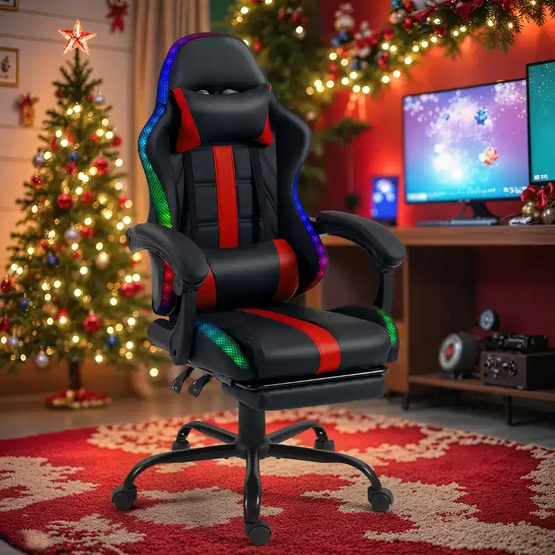 EROMMY Gaming Chair With Massager & Footrest