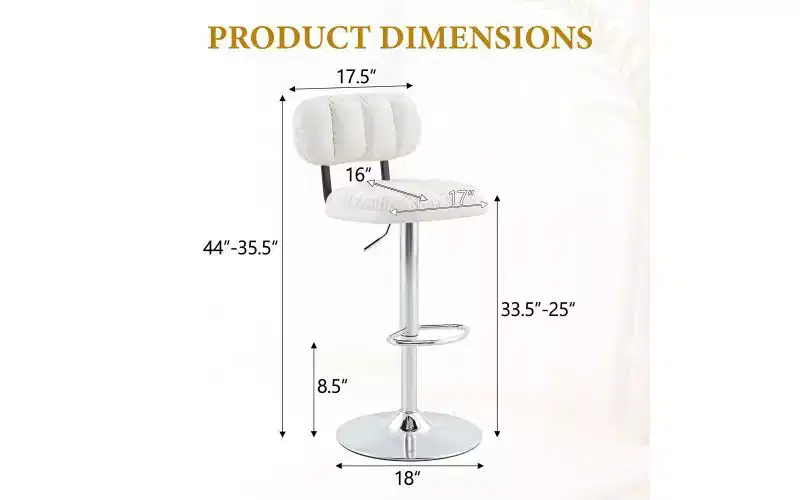 Black / White Adjustable Height Bar Stool, PU Leather, Low Back, Armless, Set of 2